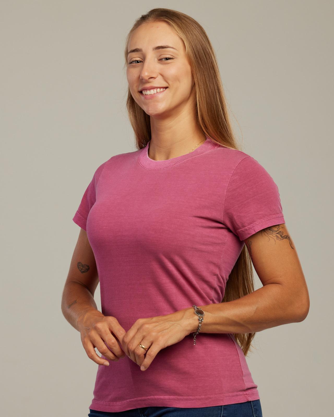 Camiseta Estonada Feminina Bordô — Lunfe Atacado