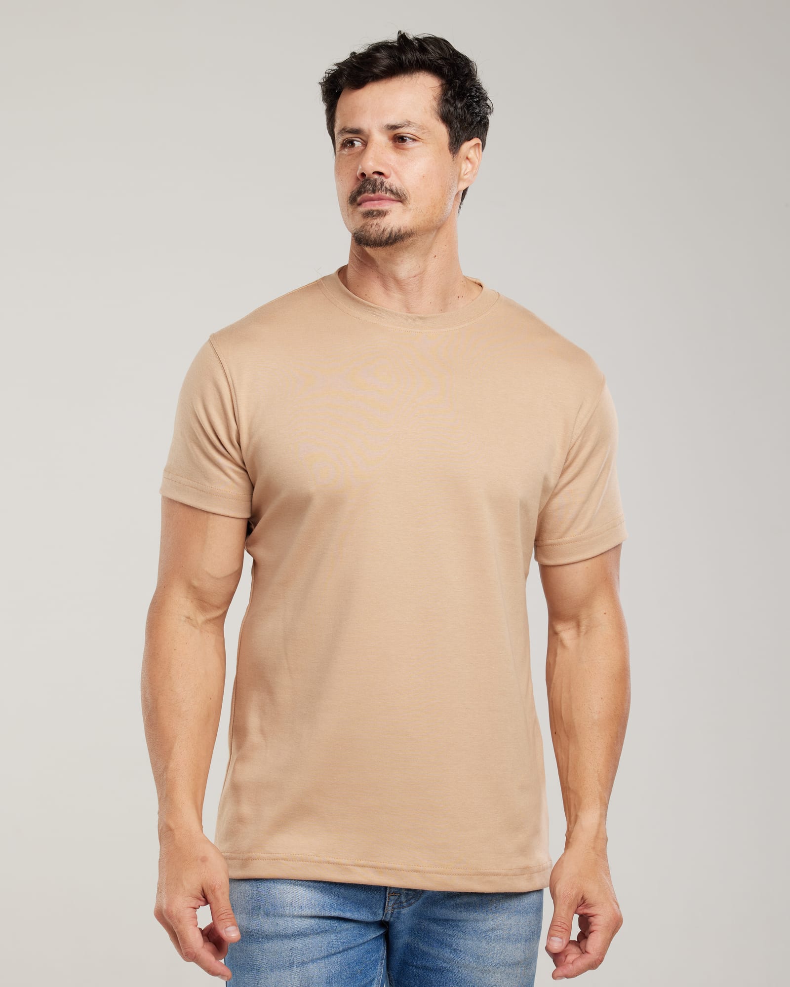 Camiseta Algodão Egípcio Regular Fit Areia — Lunfe Atacado — foto 7