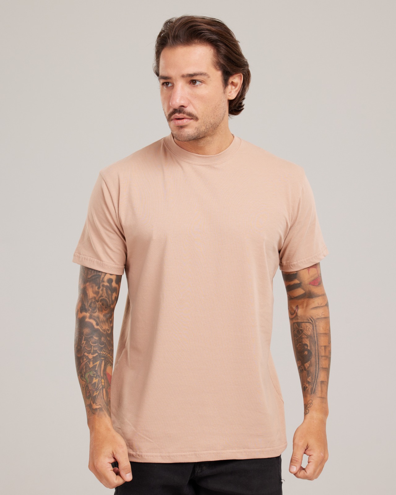 Camiseta Cotton Peruano Bege — Lunfe Atacado — foto 4