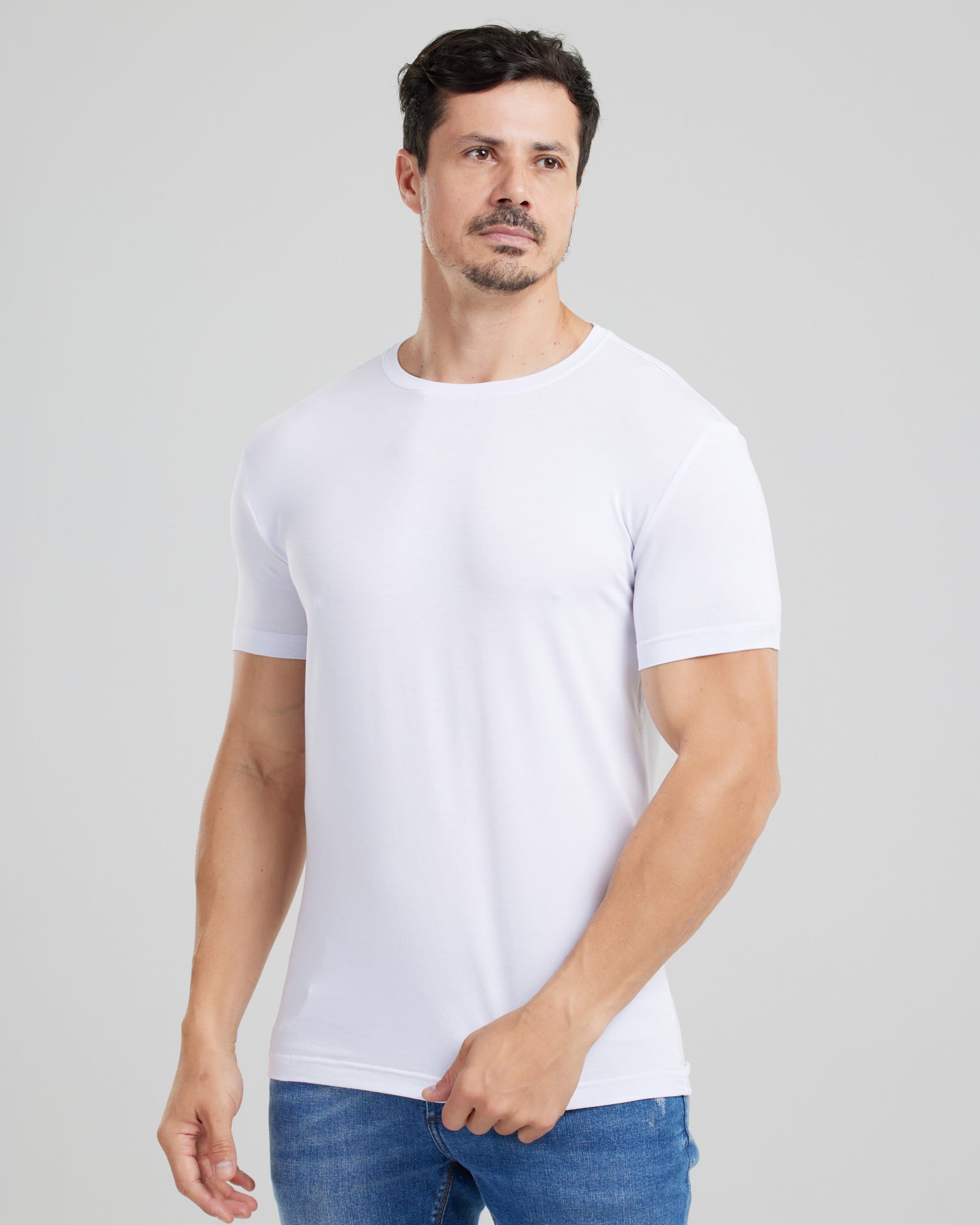 Camiseta Modal Tech Slim Fit Branco — Lunfe Atacado — foto 7