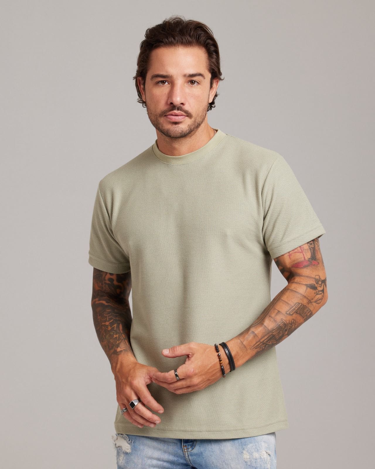 Camiseta Piquê Texture Verde — Lunfe Atacado — foto 6