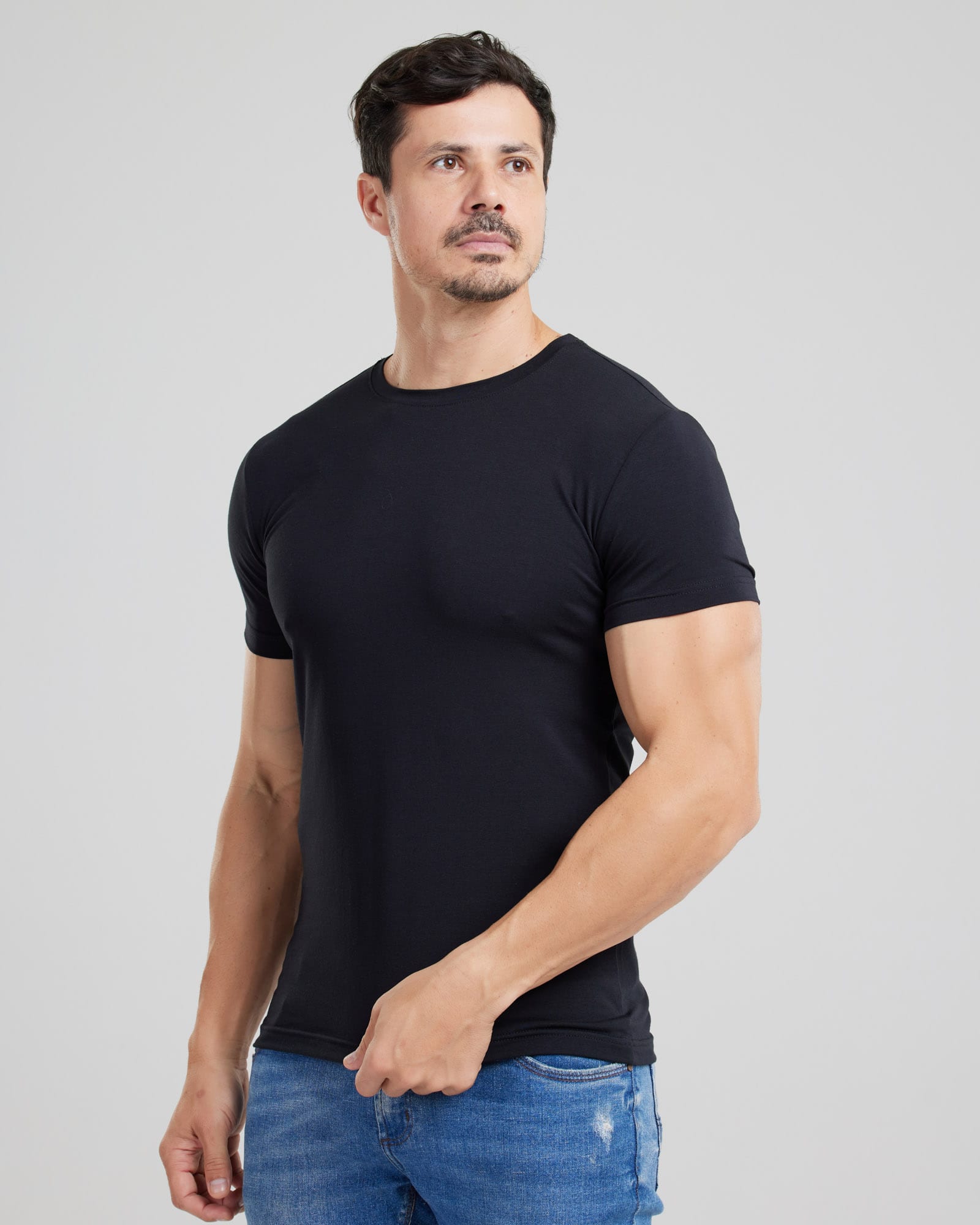 Camiseta Cotton Pima Slim Fit Preto — Lunfe Atacado — foto 5