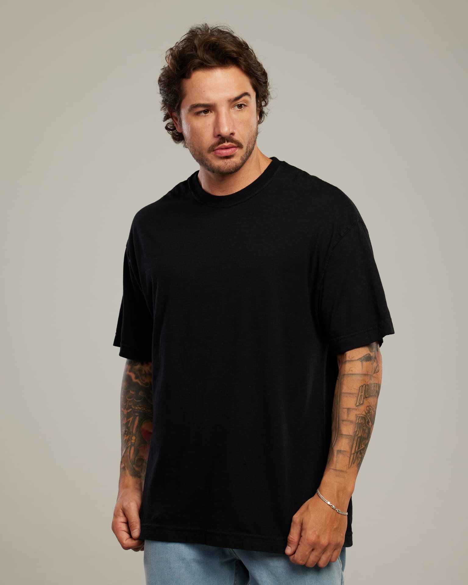 Camiseta Lisa Oversized Drop Shoulder Atacado