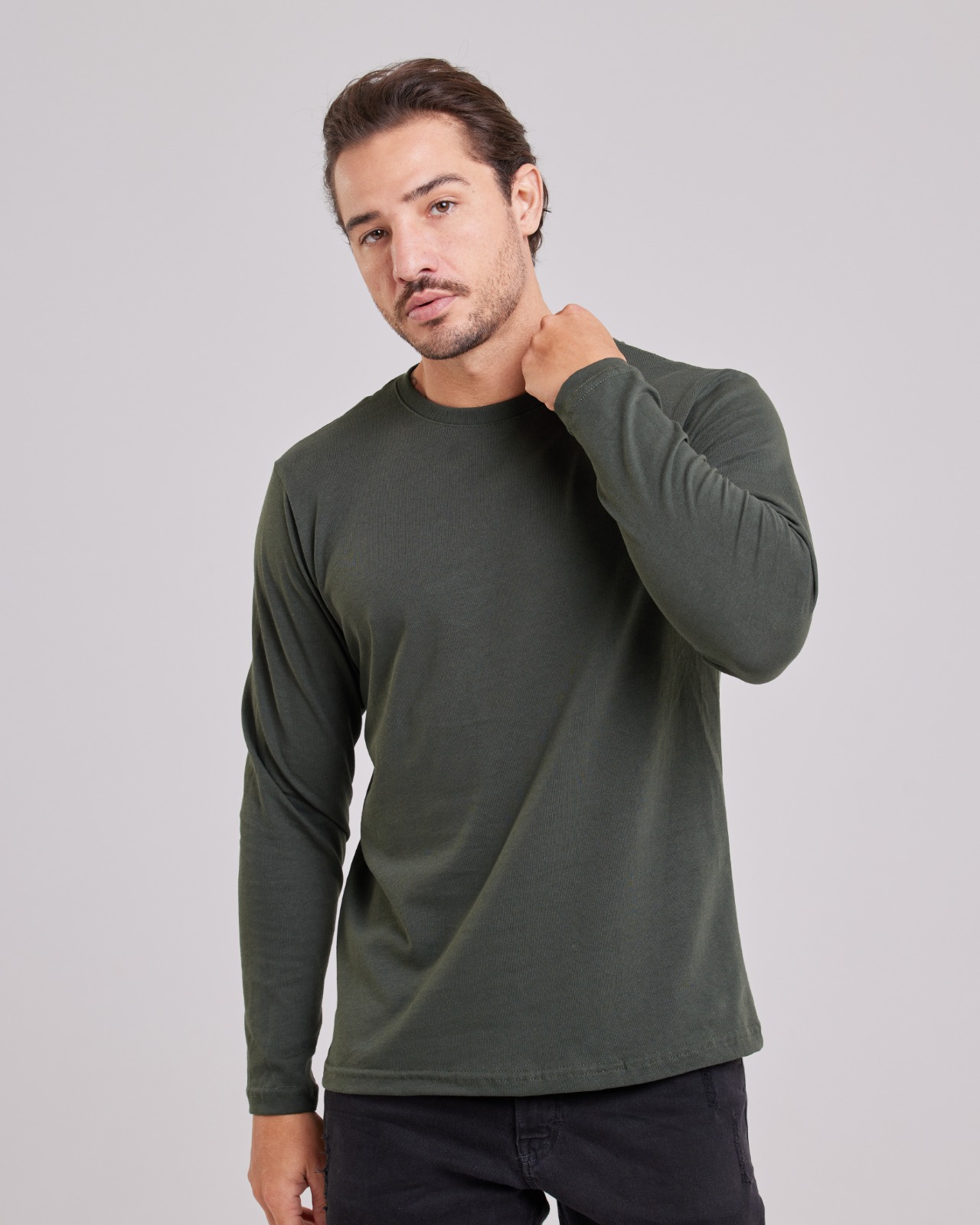 Blusa Manga Longa Básica Verde — Lunfe Atacado — foto 7