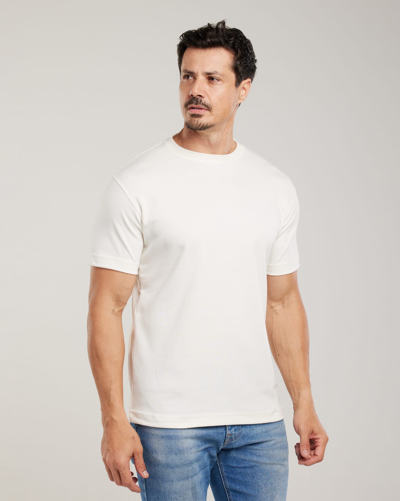 Camiseta Algodão Egípcio Regular Fit Off White — Lunfe Atacado — foto 4
