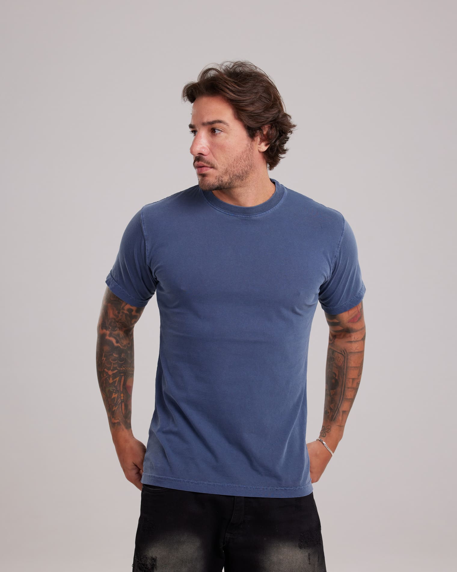 Camiseta Estonada Cores Vibrantes Azul Marinho — Lunfe Atacado — foto 5