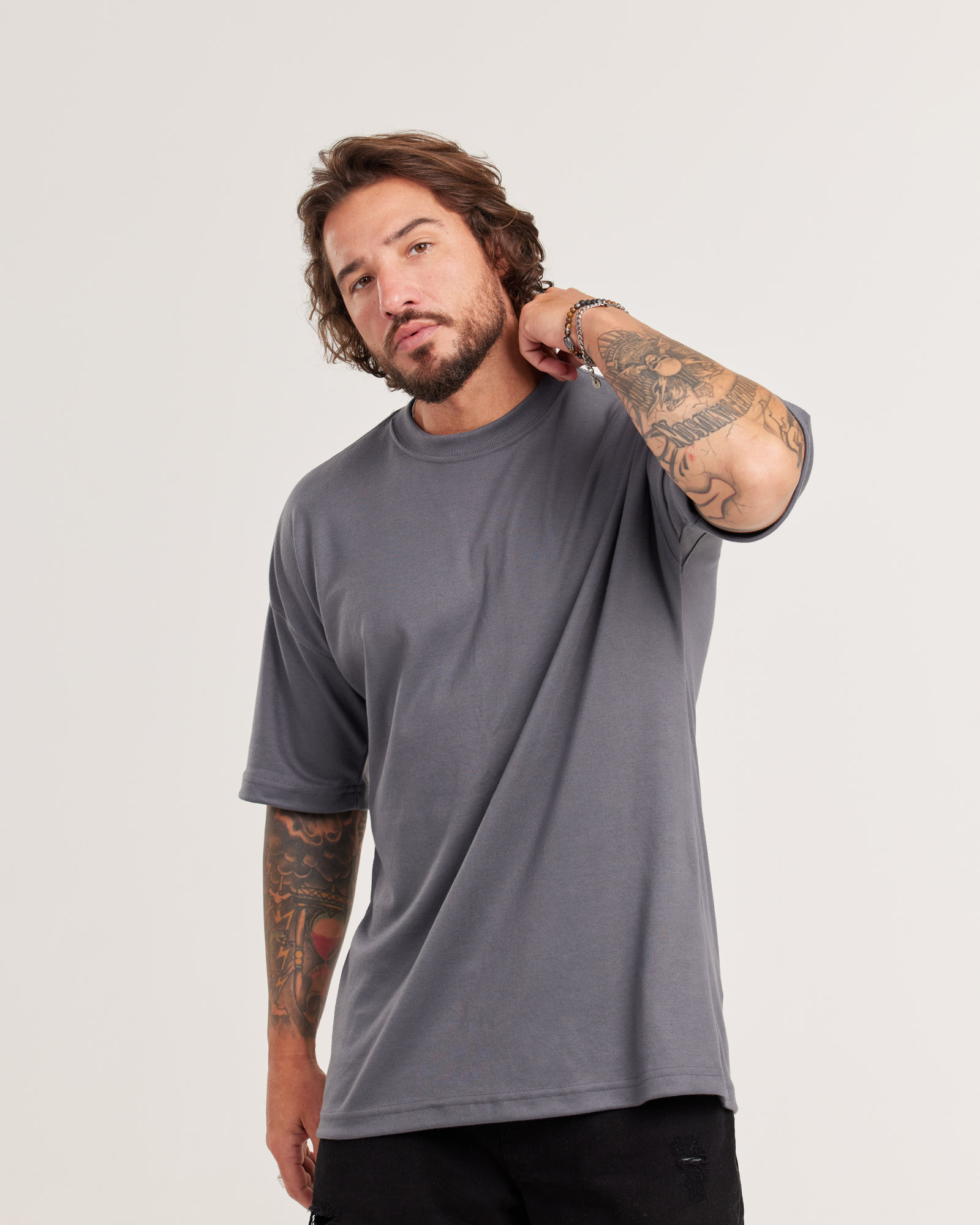Camiseta Oversized Malhão Suedine Cinza — Lunfe Atacado — foto 6