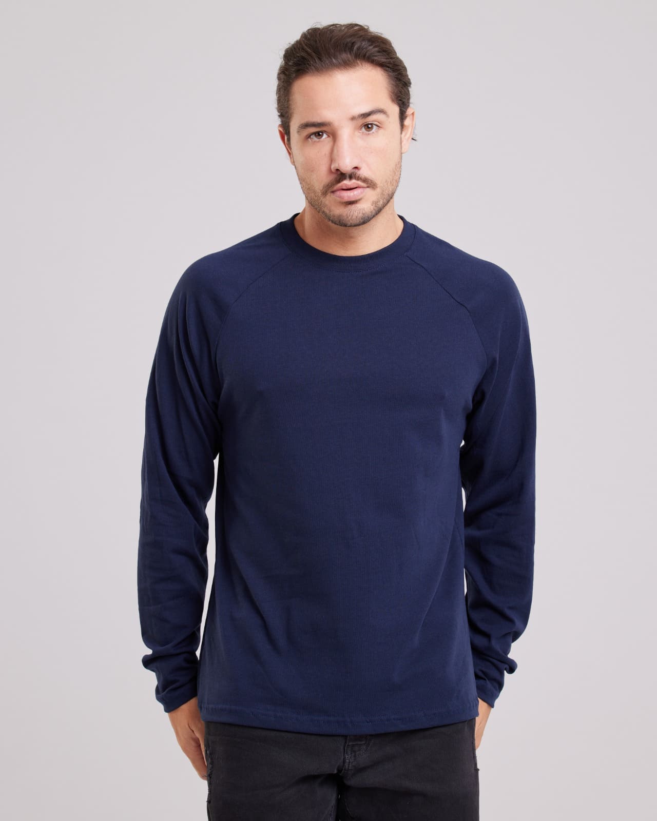 Blusa Raglan Manga Longa Azul Marinho — Lunfe Atacado — foto 6