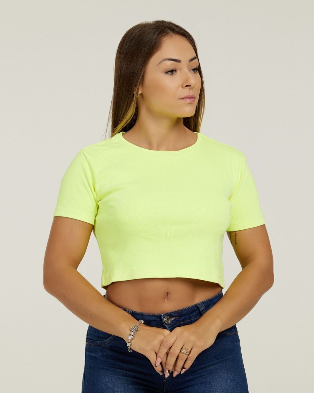 Baby Look Estonada Neon Amarelo Neon — Lunfe Atacado