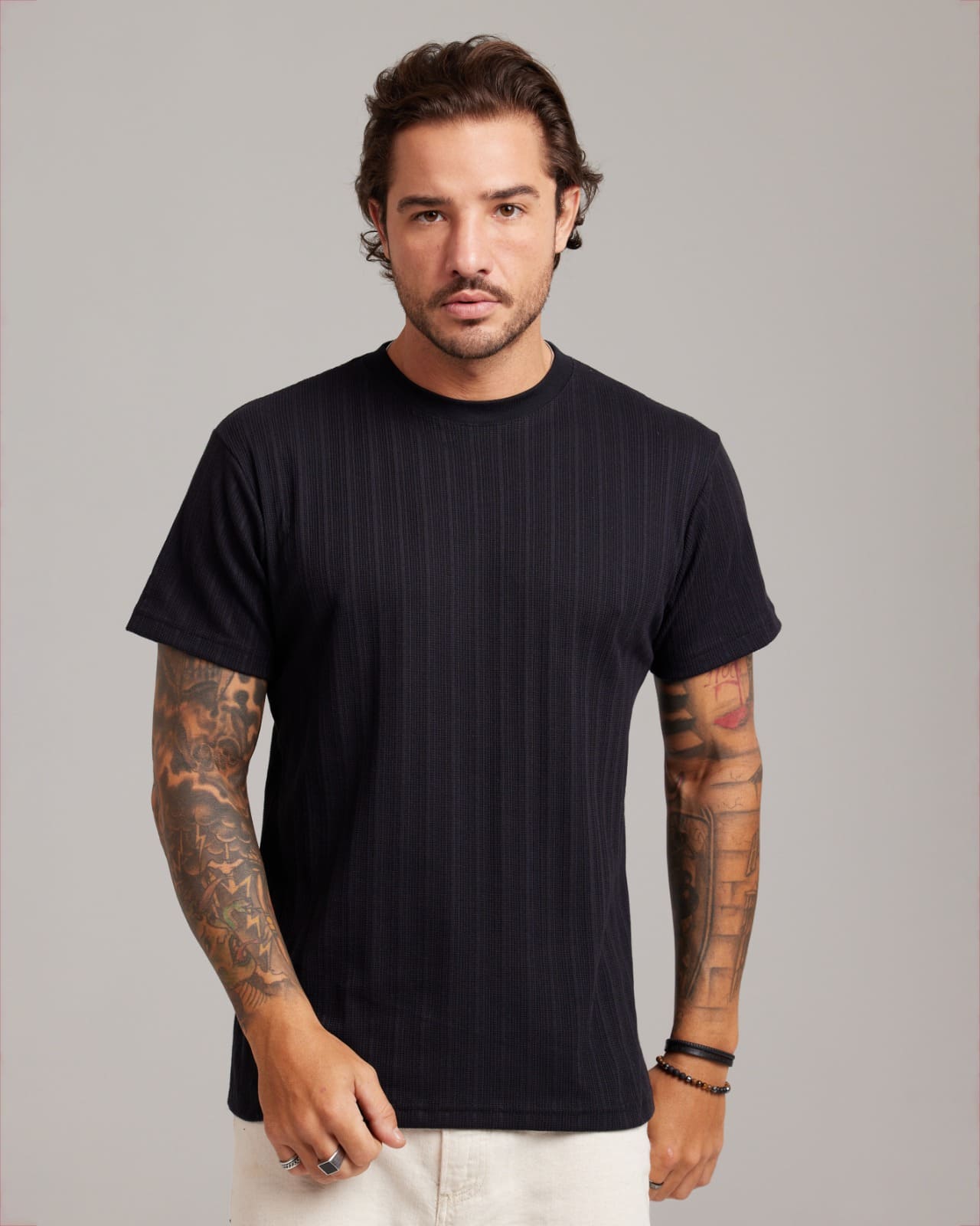 Camiseta Rib Wide Texture Preto — Lunfe Atacado — foto 7