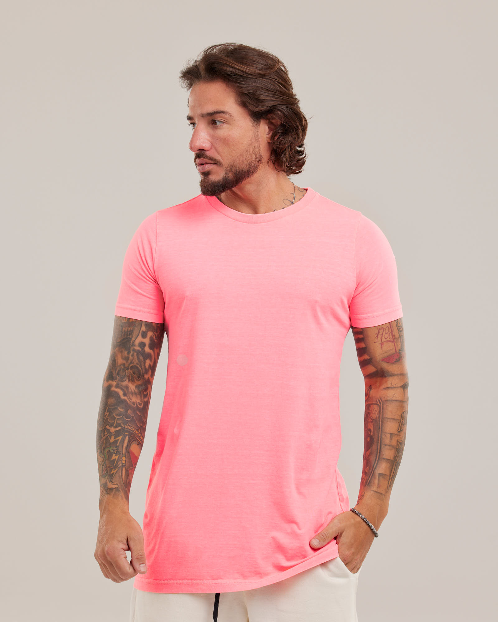 Camiseta Estonada Neon Rosa Neon — Lunfe Atacado — foto 6