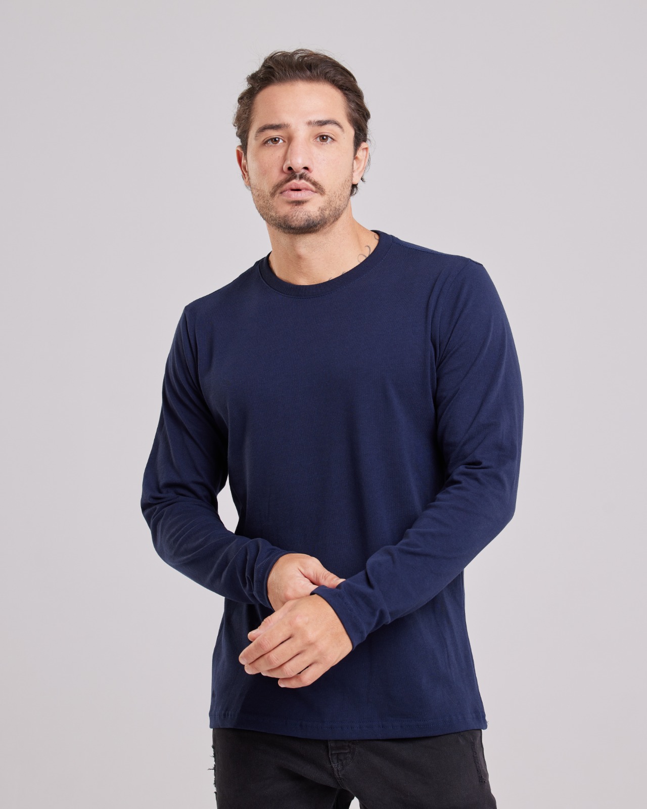 Blusa Manga Longa Lisa Básica Atacado