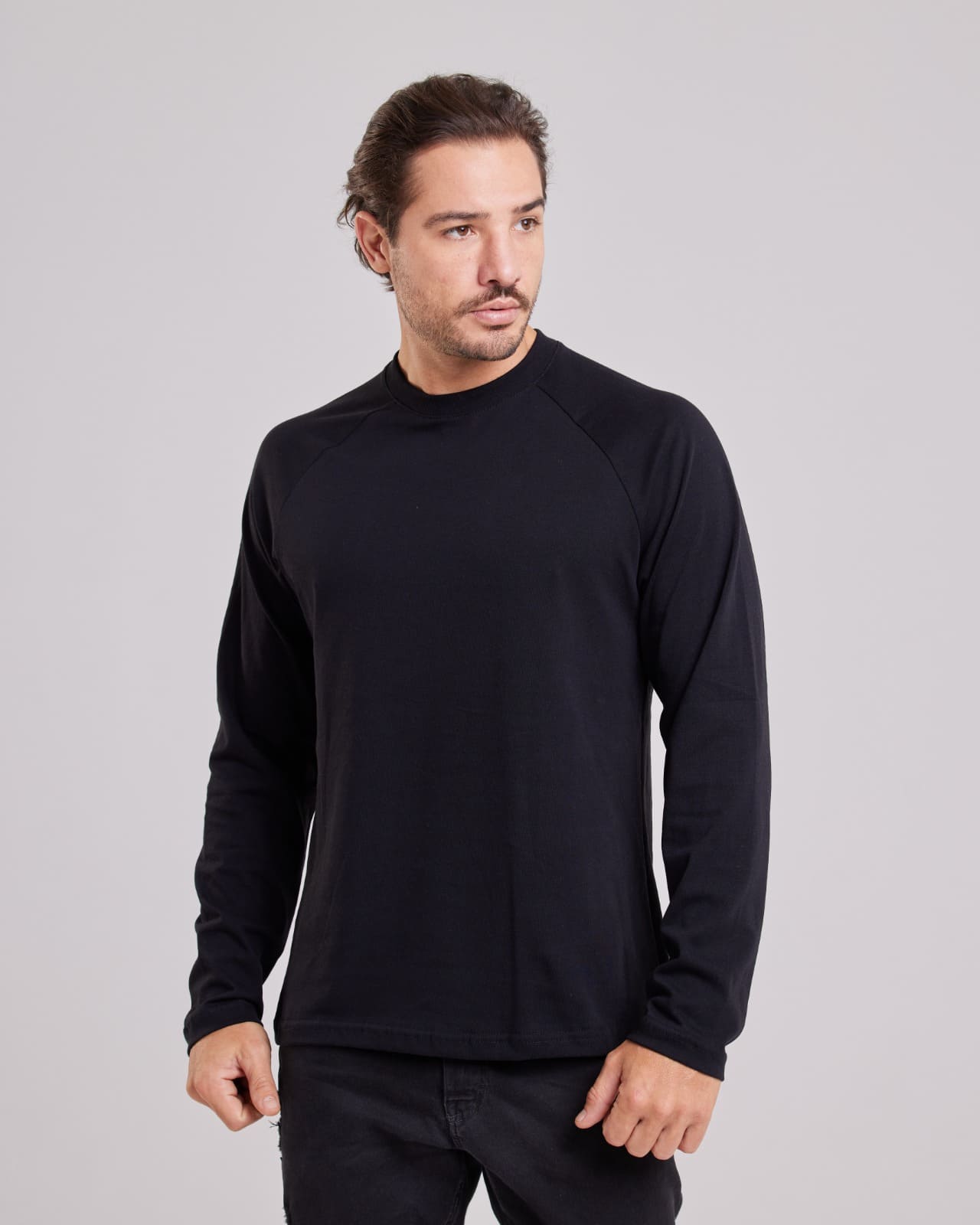 Blusa Raglan Manga Longa Preto — Lunfe Atacado — foto 3