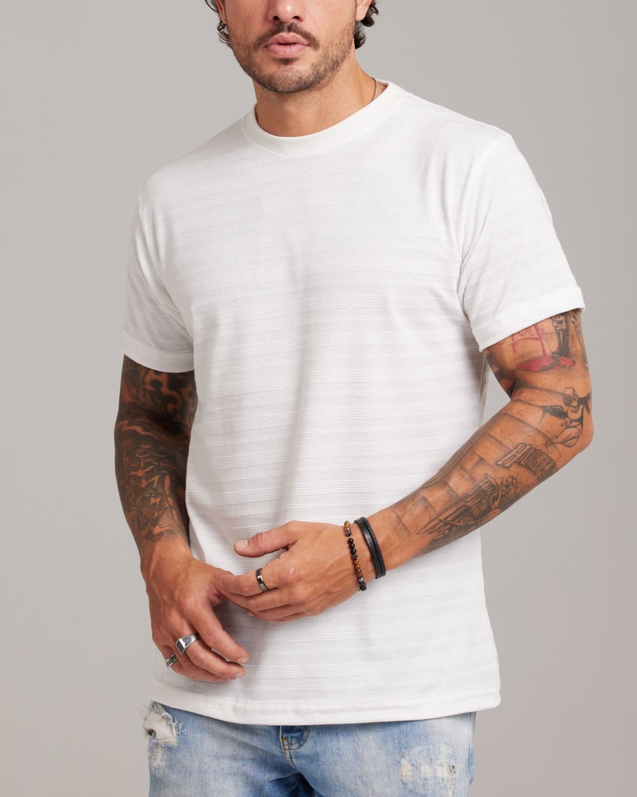 Camiseta Waffle Knit Texture — Lunfe Atacado — foto 8