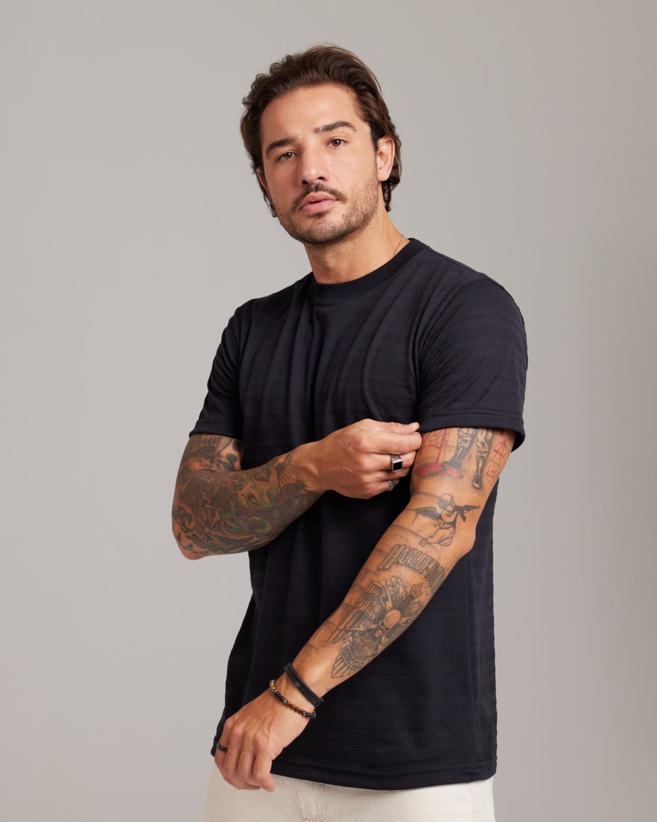 Camiseta Waffle Knit Texture — Lunfe Atacado — foto 6