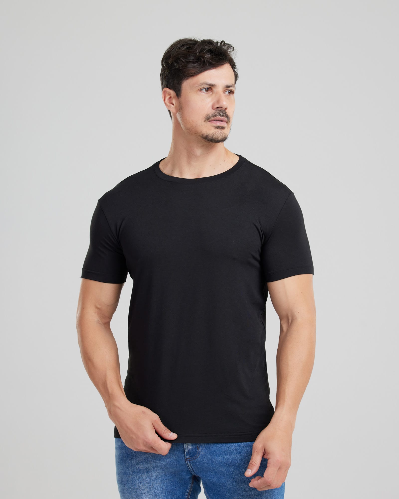 Camiseta Modal Tech Slim Fit Preto — Lunfe Atacado — foto 4