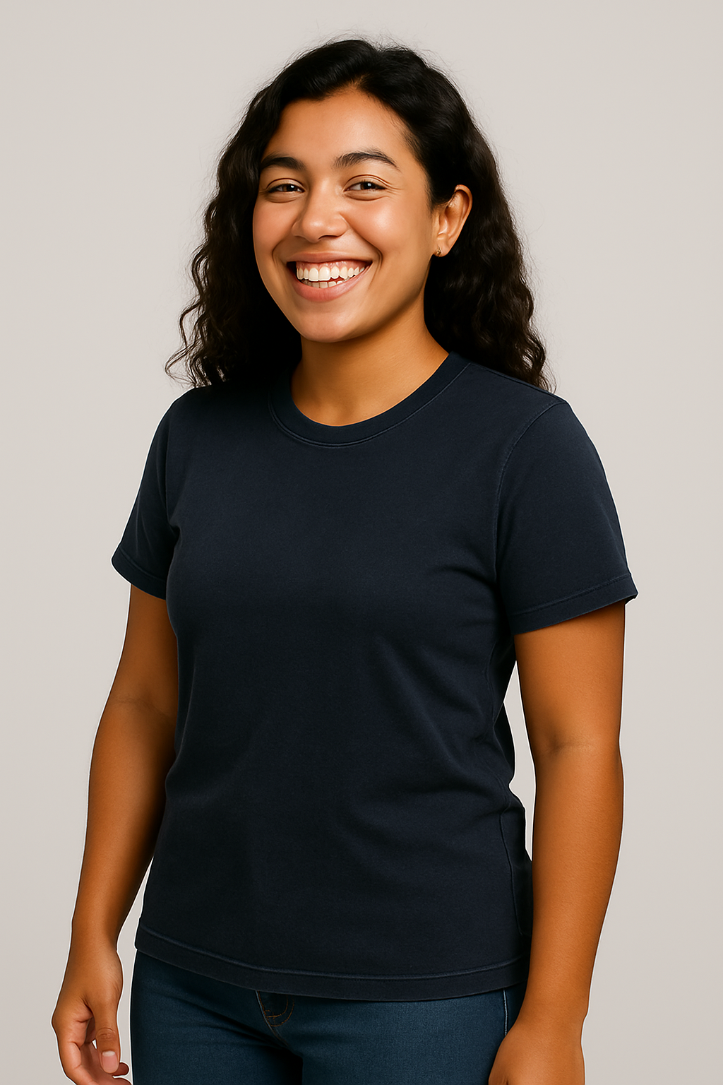 Camiseta Estonada Feminina Azul Jeans — Lunfe Atacado — foto 7